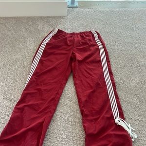 EDIKTED red track pants with side ribbon and bows!!